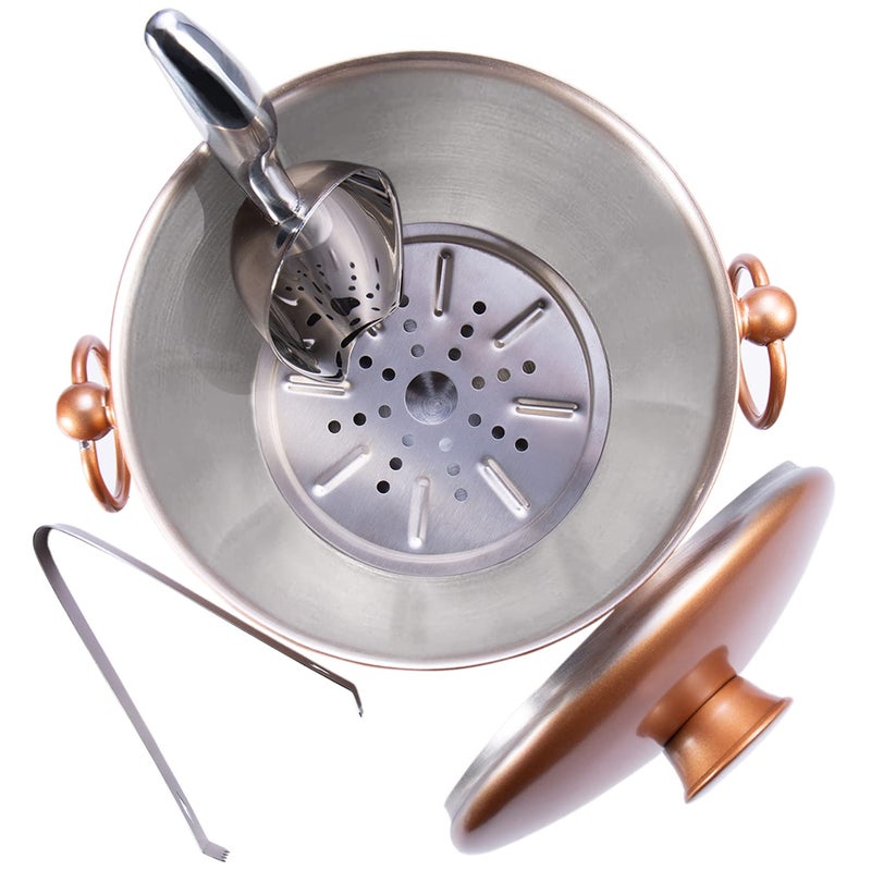 WENEGG Ice Bucket with Lid  Scoop  Tongs and Strainer - Well Made Insulated Stainless Steel Keep Ice Frozen Longer - Ideal for Cocktail Bar  Parties  Chilling Wine  Champagne - 3 Liter (Copper) - Image 5